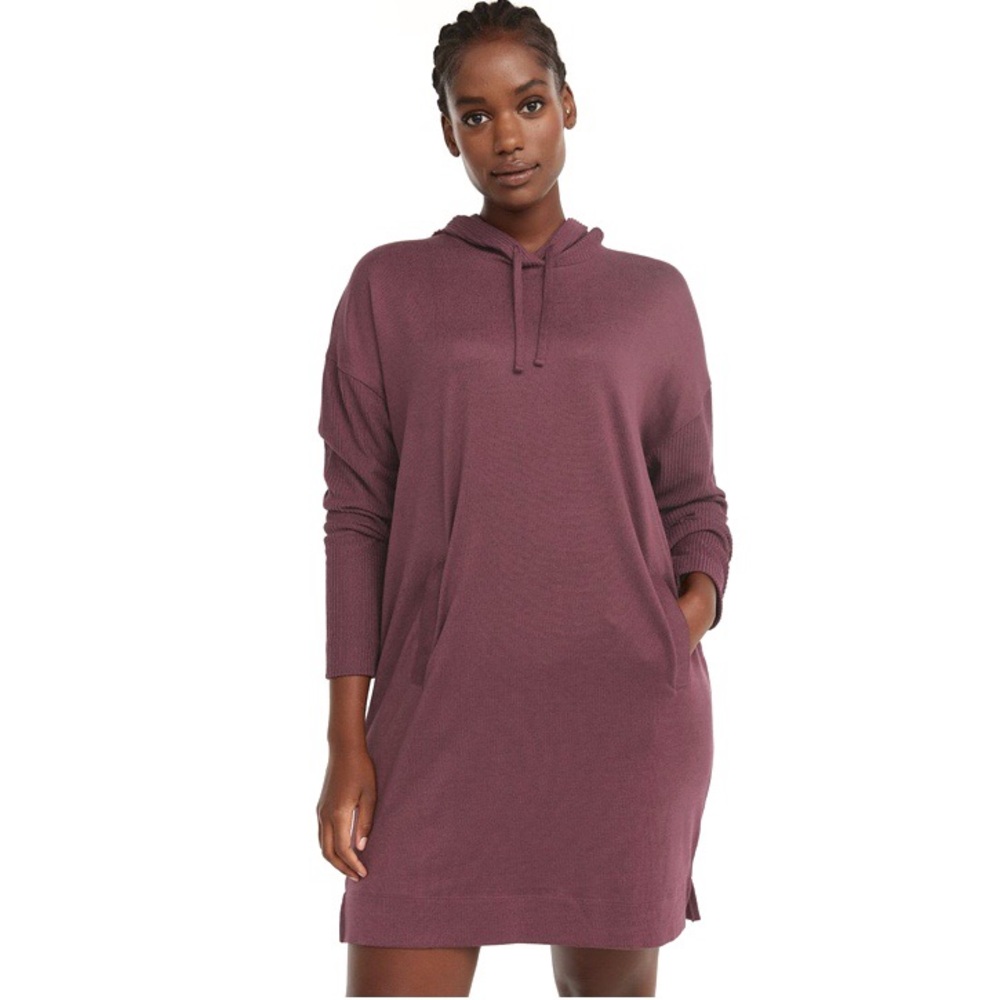 NWT Reitmans eggplant ribbed nightdress with hood size XL